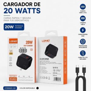 CARGADOR DE 20WATTS  C-Q1 TC-TC
