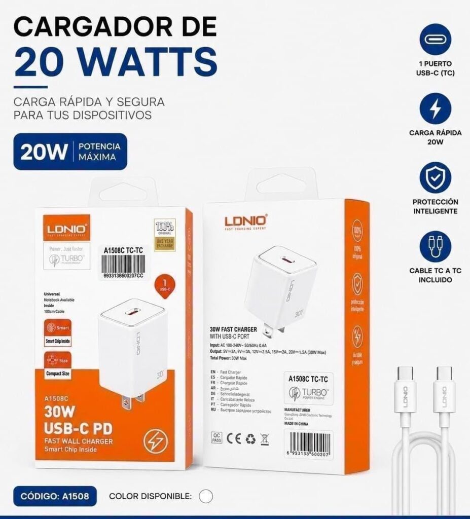 CARGADOR 20WATTS C-A1508C TC-TC